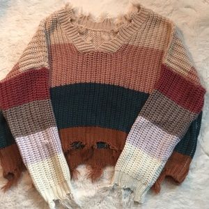 ruffled v-neck sweater